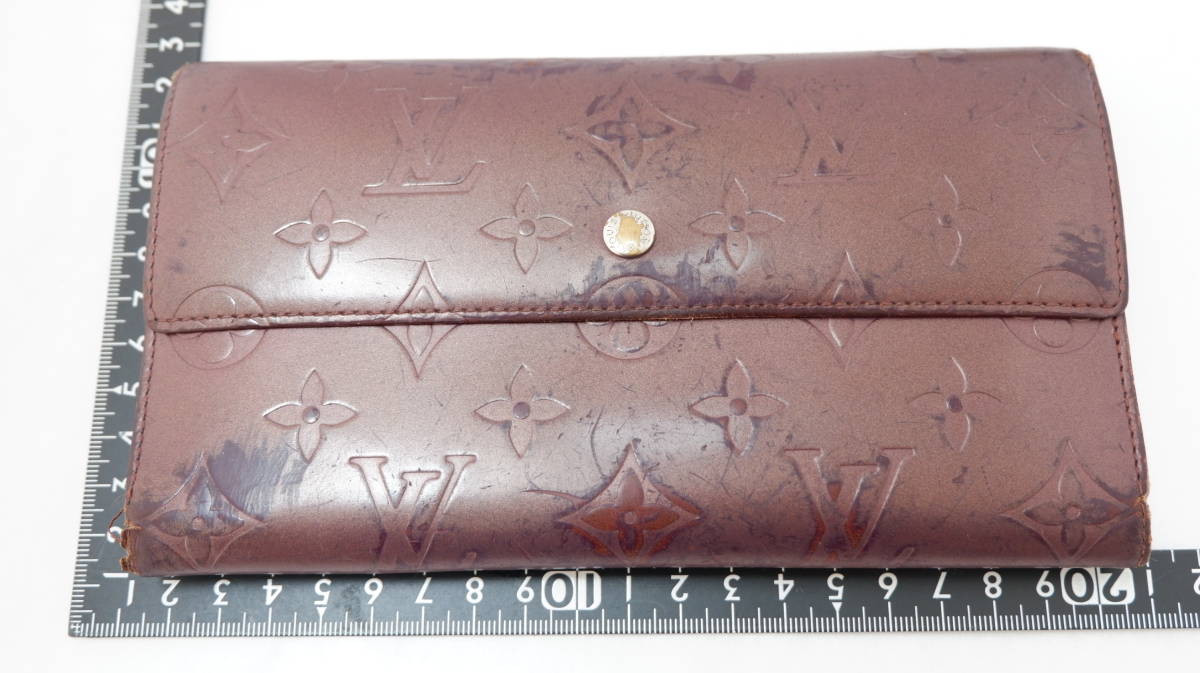 ◎税込特価◎ルイヴィトンLouisVuitton◎モノグラムマット紫系3つ折り長財布インターナショナル★Used_画像9