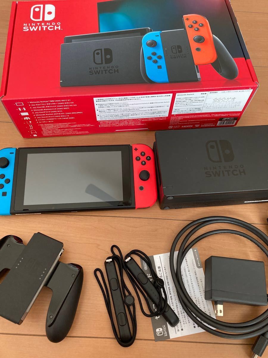 Nintendo Switch JOY-CON(L) ネオンブルー/(R) ネオンレッド本体セット美品 動作品