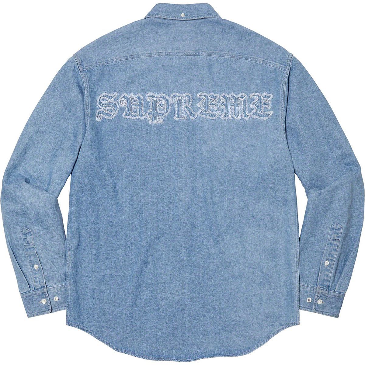 評価 SUPREME 21AW アップリケデニムシャツ 長袖 M ブルー asakusa.sub.jp