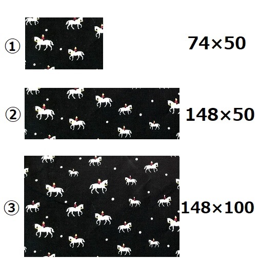 馬好きのための　乗馬スタイル柄　ホワイト　布　74㎝×50㎝　　ハギレ　　乗馬　馬術_画像6