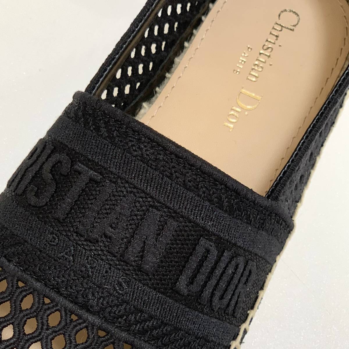 3172 unused Christian Dior mesh espadrille flat shoes black 