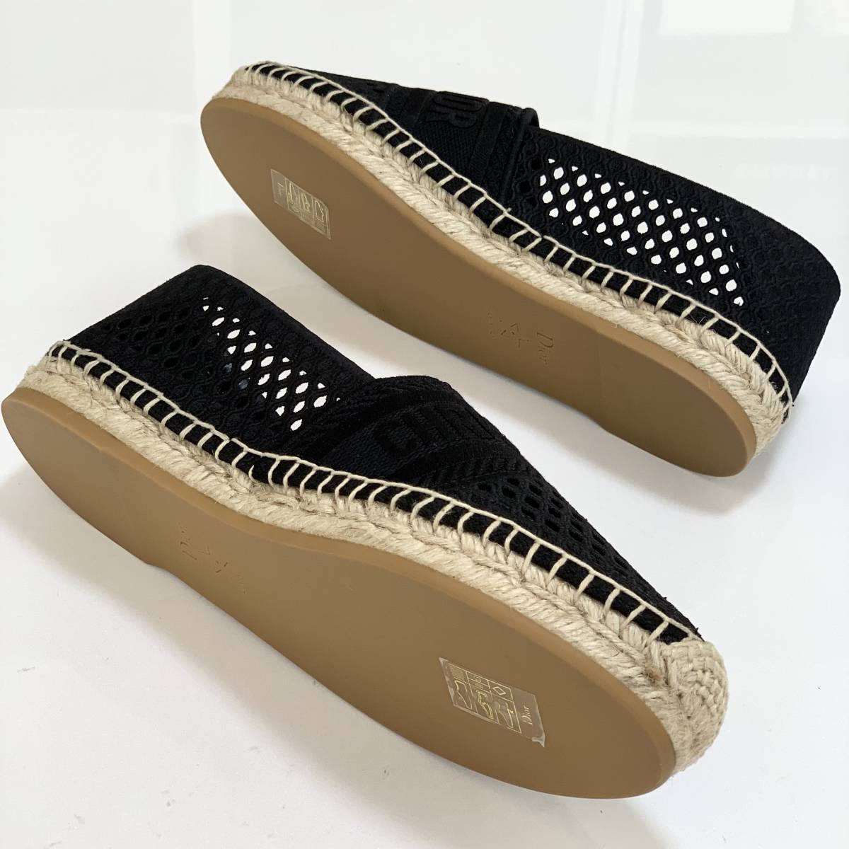 3172 unused Christian Dior mesh espadrille flat shoes black 