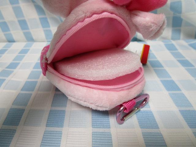 ミニーマウス リュック型 スマホポーチ カラビナ付き ピンク ウインターデザイン_画像3