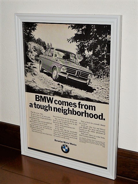 1970年 USA 70s vintage 洋書雑誌広告 額装品 BMW 2002 / 検索用 1600 1602 店舗 ガレージ 看板 ディスプレイ 装飾 ( A4size A4サイズ )_画像1