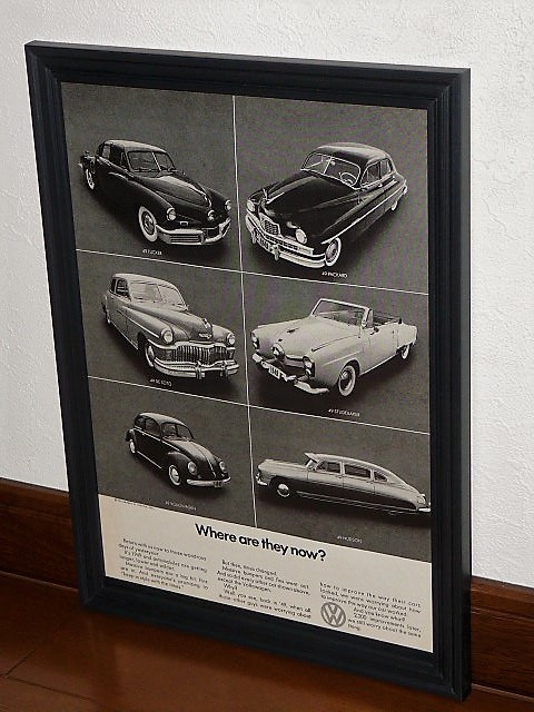 1970年 USA 70s vintage 洋書雑誌広告 額装品 VW Volkswagen ワーゲン / 比較広告 Tucker Packard De-Soto Studebaker Hudson (A4size)_画像1