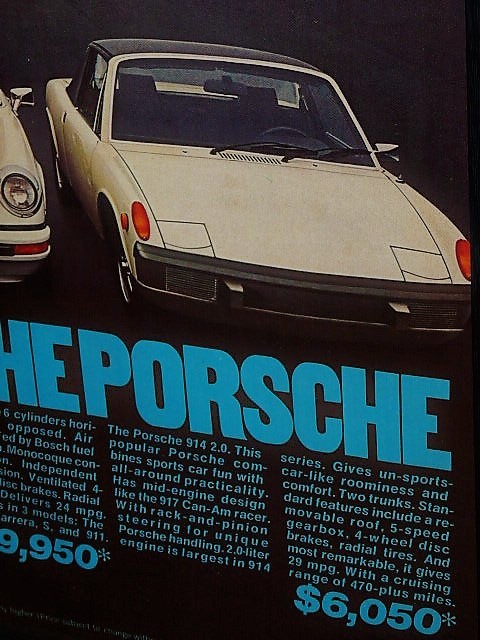 1974 год USA 70s vintage иностранная книга журнал реклама рамка товар Porsche 917 911 914 Porsche / для поиска гараж магазин табличка дисплей оборудование орнамент автограф (A3)