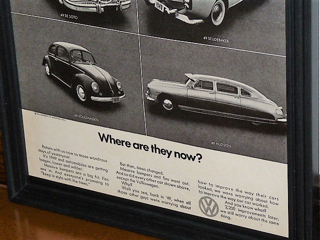 1970年 USA 70s vintage 洋書雑誌広告 額装品 VW Volkswagen ワーゲン / 比較広告 Tucker Packard De-Soto Studebaker Hudson (A4size)_画像3