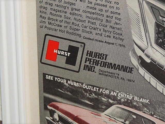 1970年 USA 70s vintage 洋書雑誌広告 額装品 HURST Shifter ハースト / 検索用 シボレー CHEVY NOVA 店舗 ガレージ 看板 ディスプレイ(A4)_画像3