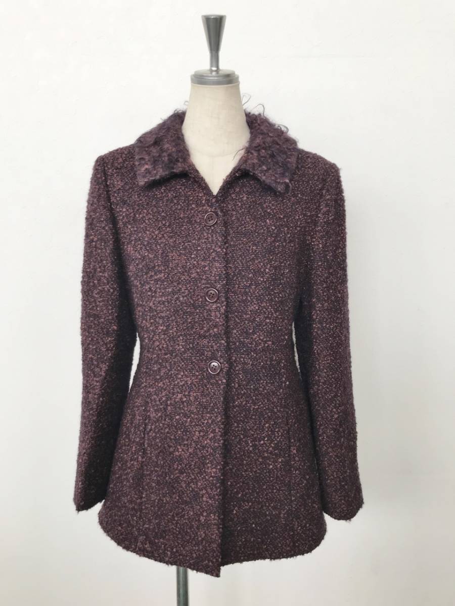 La Mode BALENCIAGAla mode Balenciaga lady's total reverse side mo hair . wool coat Leica / made in Japan beautiful goods size 38