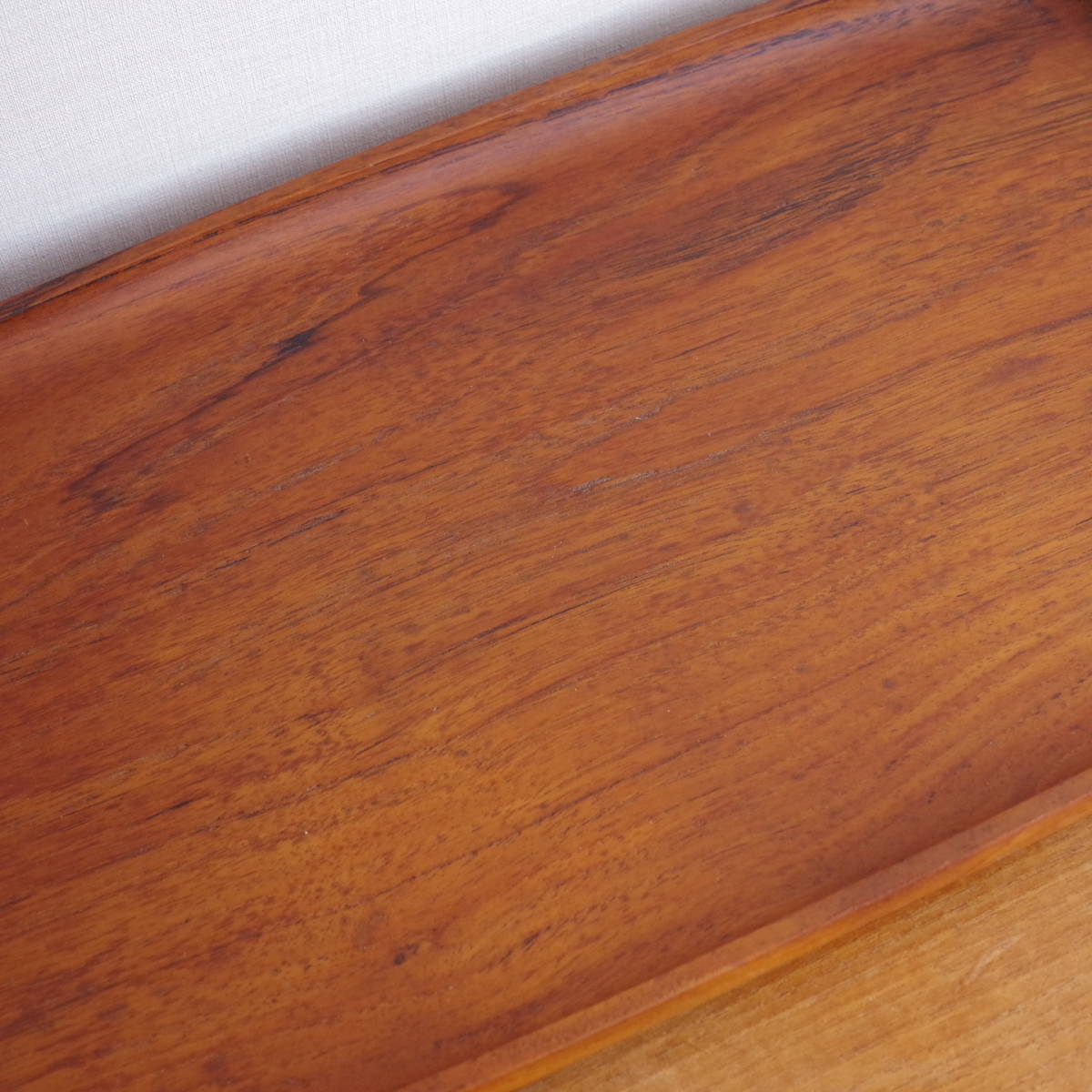 【ビンテージ】ESA デンマーク Denmark チーク Teak トレイ デンマーク製 特大 プレート 無垢材 お盆 藤ハンドル 北欧_画像6