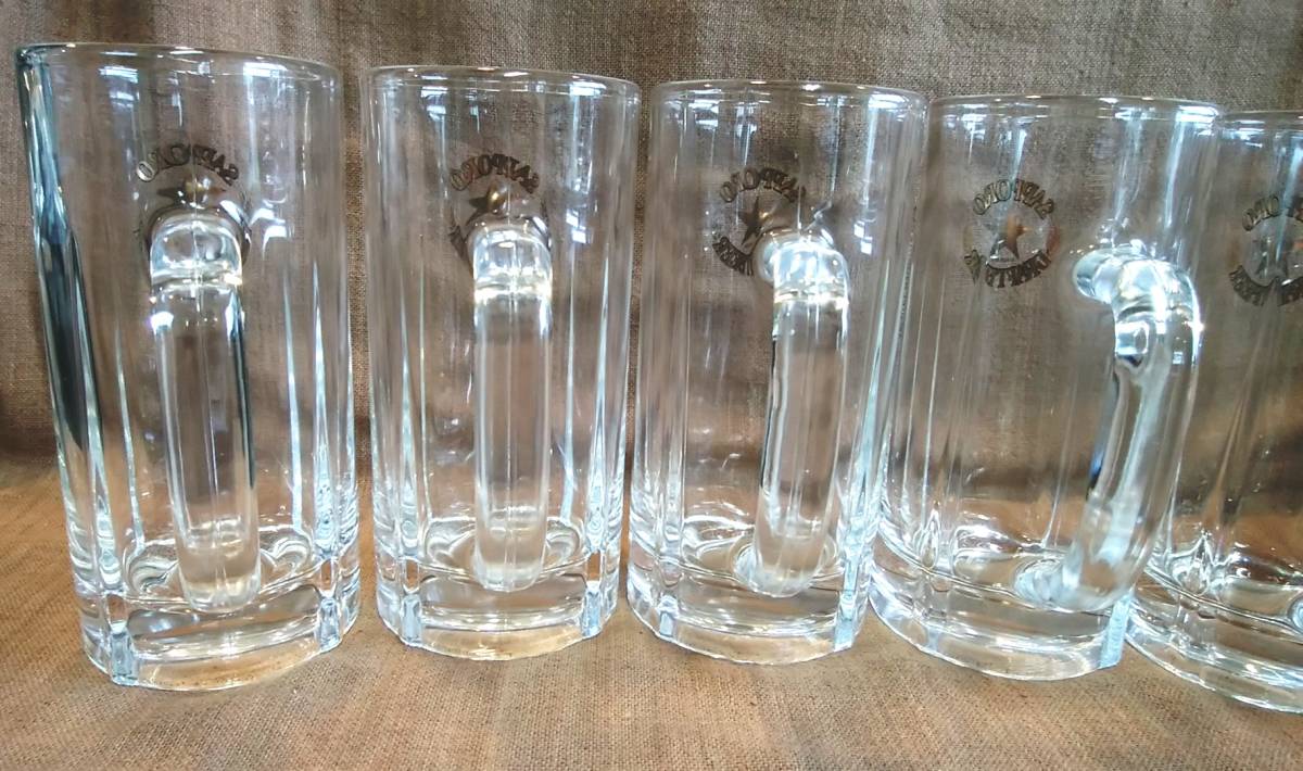  unused Sapporo beer beer mug beer jug glass do rough to beer DRAFTBEER 6 piece together height approximately 15.8cm... diameter approximately 7.5cm