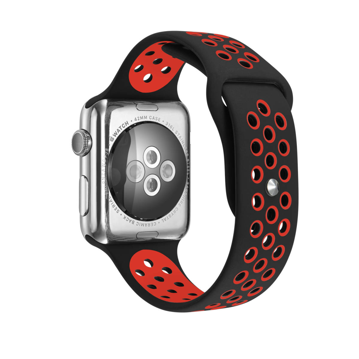 38MM/40MM, ブラック/レッド Apple Watch用 バンド シリコン製 スポーツ アップルウォッチ バンド Apple Watch Series 6/5/4/3/2/1に対応