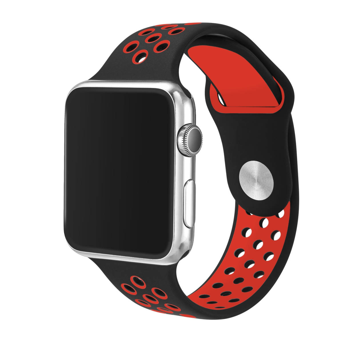 38MM/40MM, ブラック/レッド Apple Watch用 バンド シリコン製 スポーツ アップルウォッチ バンド Apple Watch Series 6/5/4/3/2/1に対応_画像4