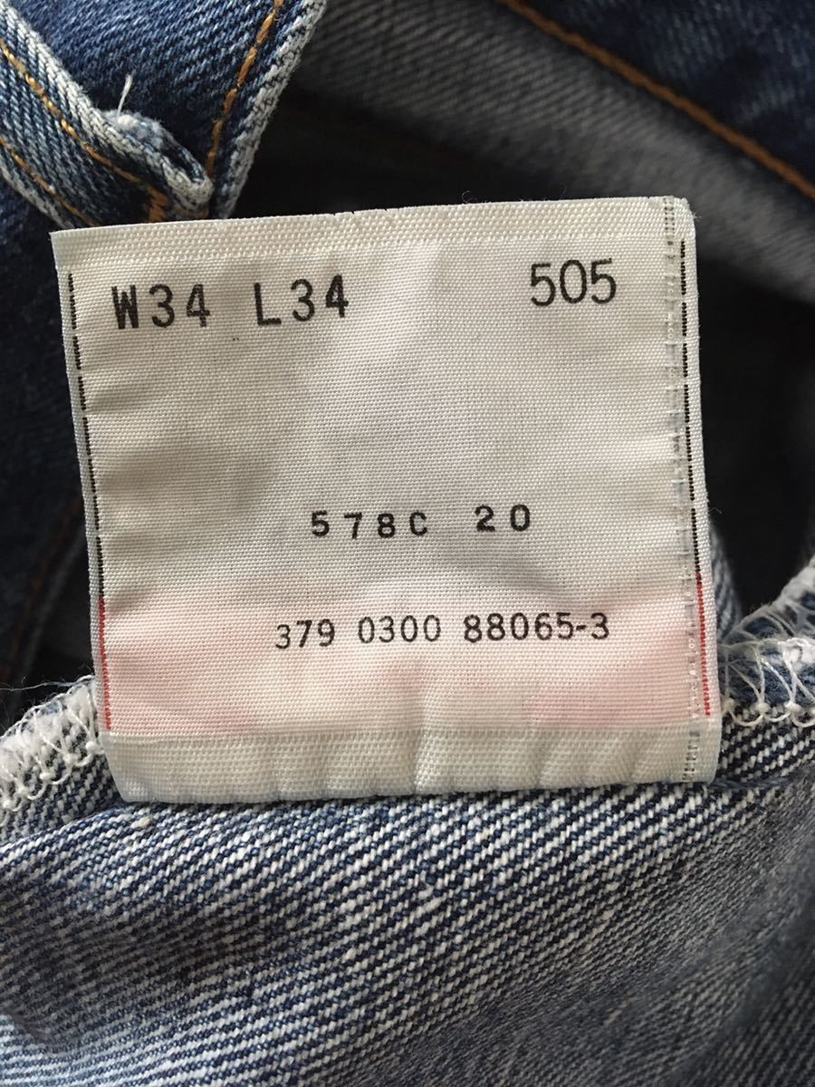 Levi’s US 505 - 03 W34 L34 米国製 デニムパンツ ジーンズ MADE IN USA 裏ボタン 379 ZIP FLY 00s_画像7