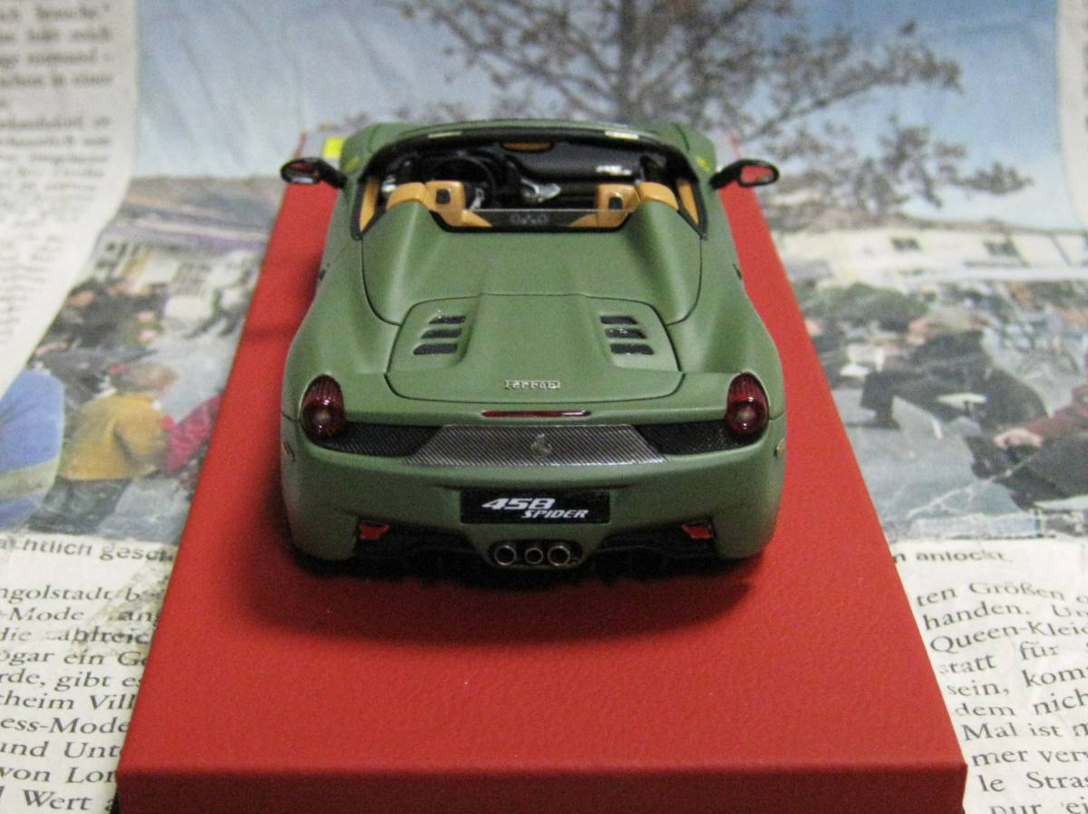 ★絶版*世界20台*BBR*Ferrari 458 Spider 2012 マットミリタリーグリーン*フェラーリ≠MR_画像4