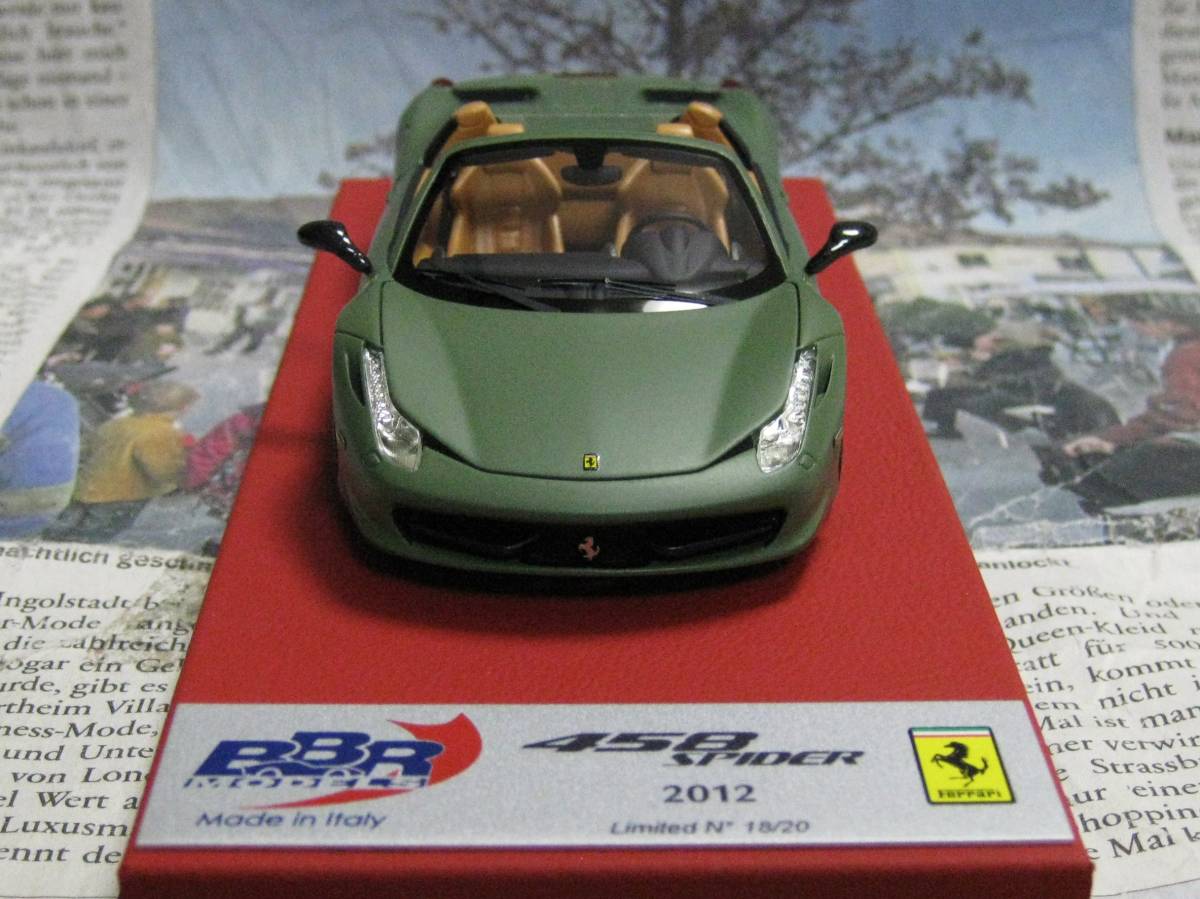 ★絶版*世界20台*BBR*Ferrari 458 Spider 2012 マットミリタリーグリーン*フェラーリ≠MR_画像3