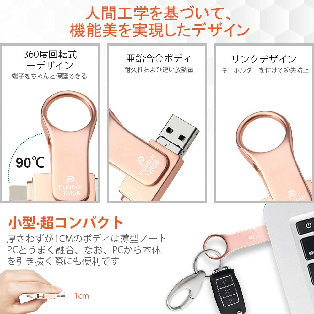 USBメモリ フラッシュドライブ USBメモリー 4-in-1フラッシュメモリ