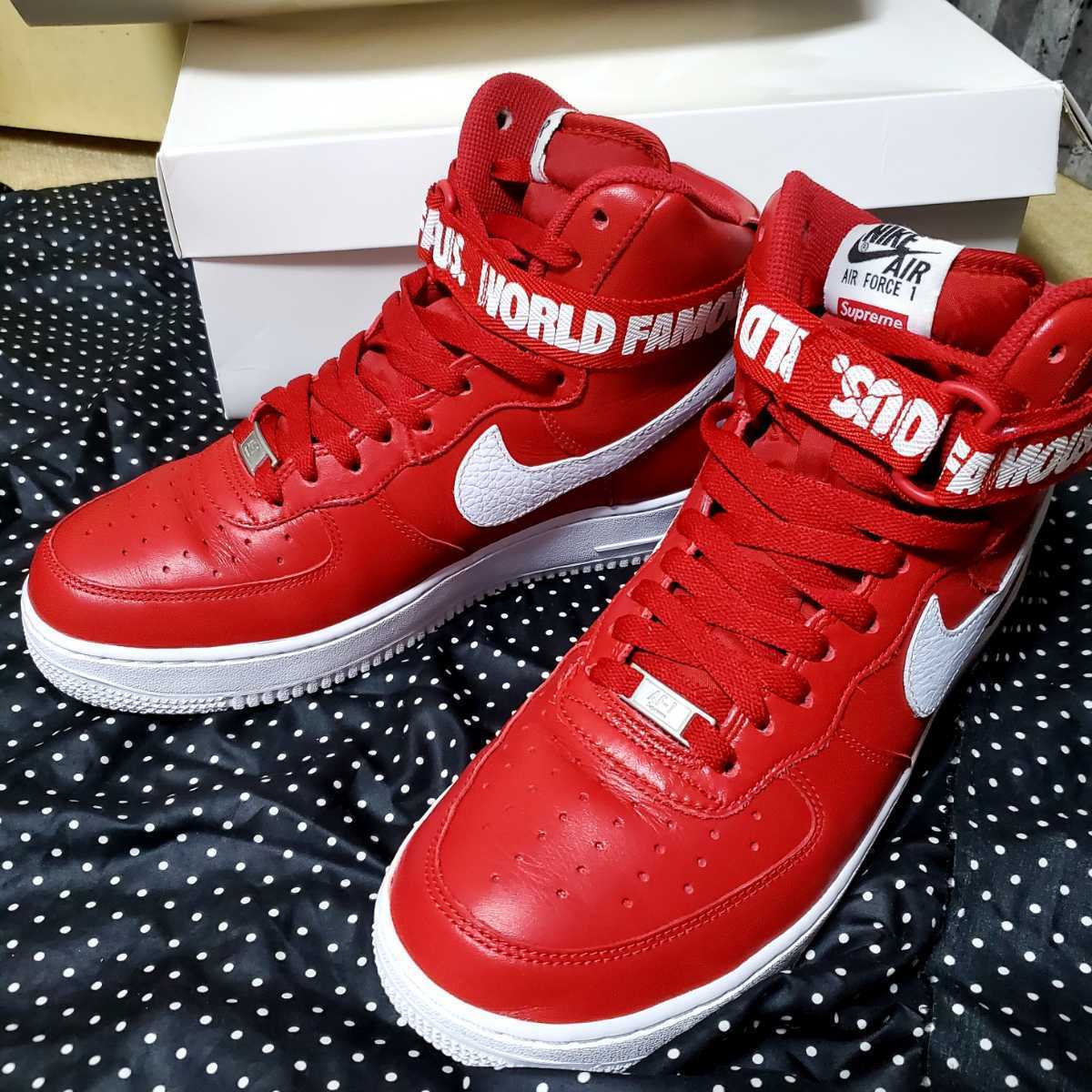 在庫1点のみ【美品◆正規品】Supreme Nike Air Force 1 High SP シュプリーム ナイキ エアフォース1 ハイ 赤 レッド US10 28cm 2014FW