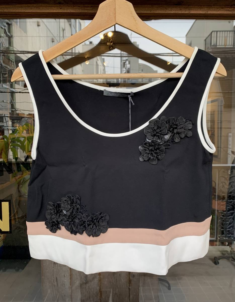 * unused *ALBERTA FERRETTI* Alberta Ferretti * tops * tank top * corsage * flower * lady's * woman * size *40*