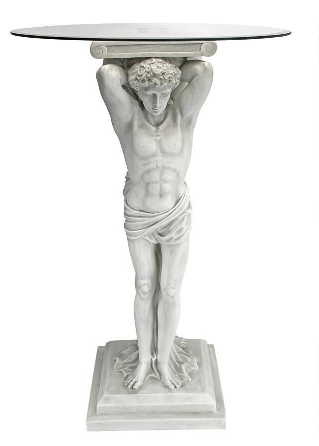デザイン・トスカノ製 エルミタージュ博物館 アトランティス ガラストップ 人物柱 テーブル彫刻 彫像（輸入品）_画像3
