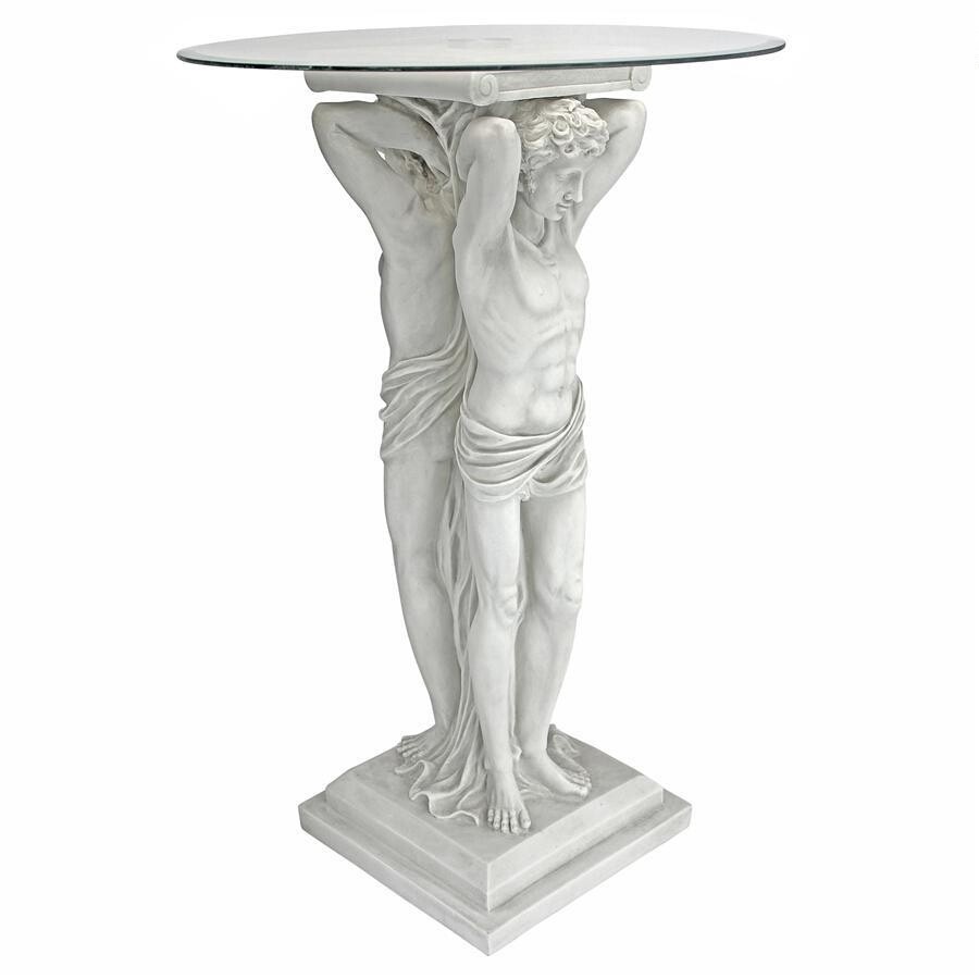 デザイン・トスカノ製 エルミタージュ博物館 アトランティス ガラストップ 人物柱 テーブル彫刻 彫像（輸入品）_画像2