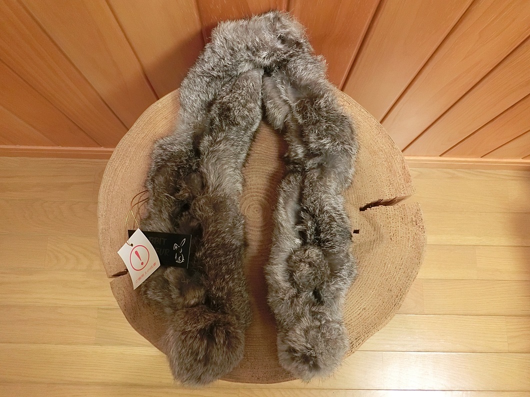 未着用 レディース 天然皮 マフラー 新品 未使用 WOMEN 女性用 RABBIT FUR ラビットファー_画像1