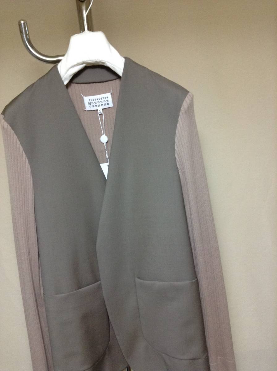 新品 46 定価17万 20ss マルジェラ ノーカラー カラーレス ジャケット グレー 996_画像2