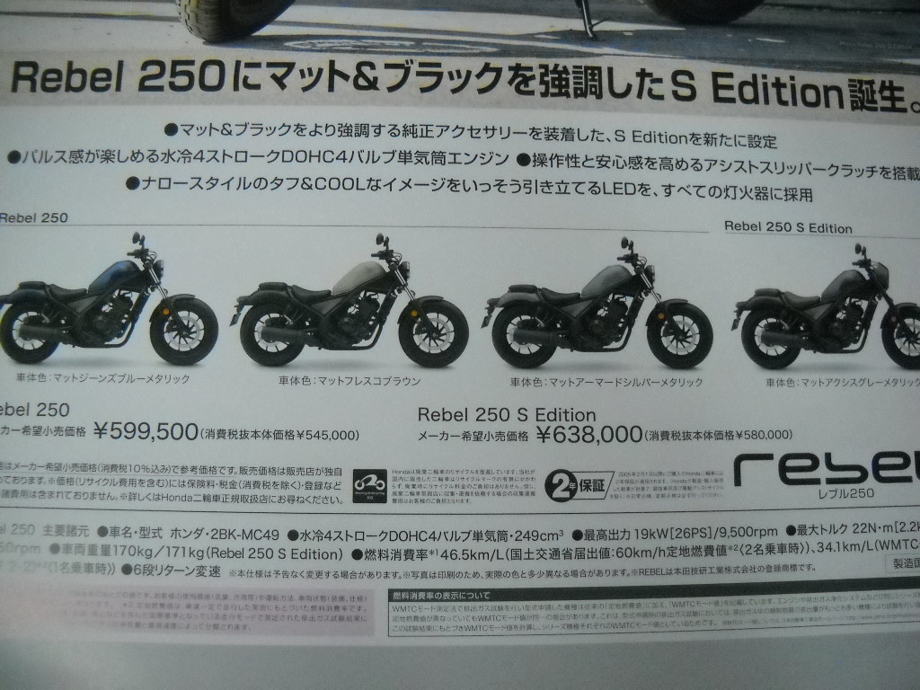 ★当時物 ホンダ タフ＆クール Rebel 250 レブル250 MC49 正規正規 ポスター 非売品 SE登場 ガレージ ファクトリー ショップ 販売店 2020★_画像4