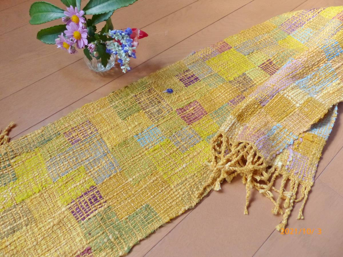 裂き織り ”初秋のきらめき” 裂き織 絹 着物リメイク 裂織 テキスタイル