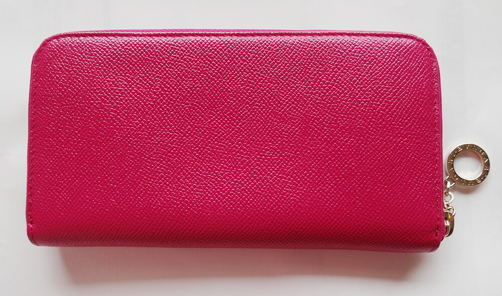 BVLGARI ブルガリ ラウンド 長財布 レザー シルバー金具 ピンク メ