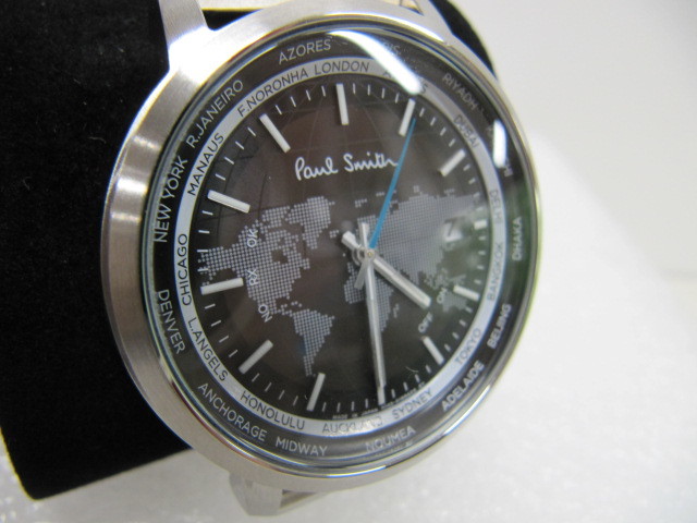美品！Paul Smith ソーラー腕時計 WorldTraveller アナログ ステンレス SLV KL5-318-51 正規品