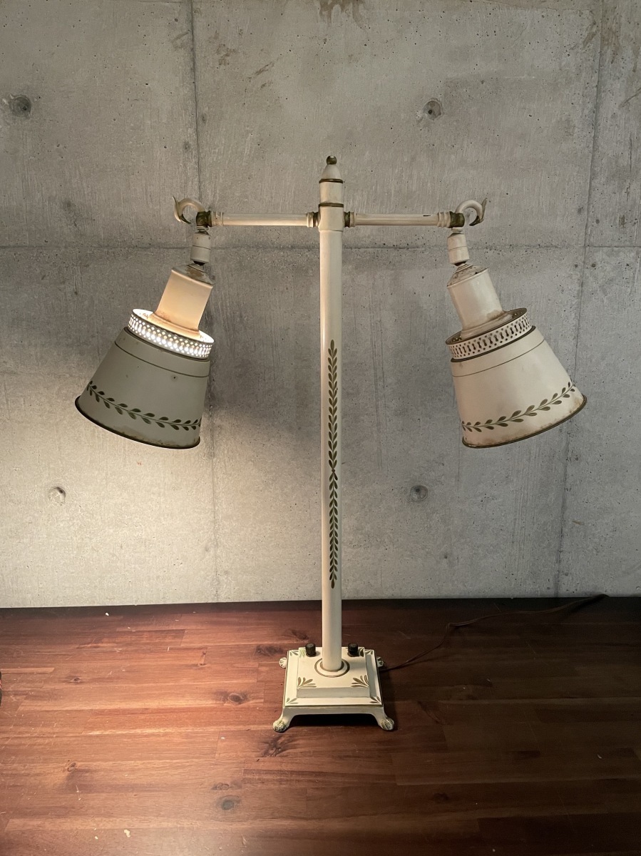 ヴィンテージ メタルベース 2 スポット テーブルランプ デスクランプ インテリア アメリカ雑貨 コレクション 照明 ランプ 間接照明_画像2
