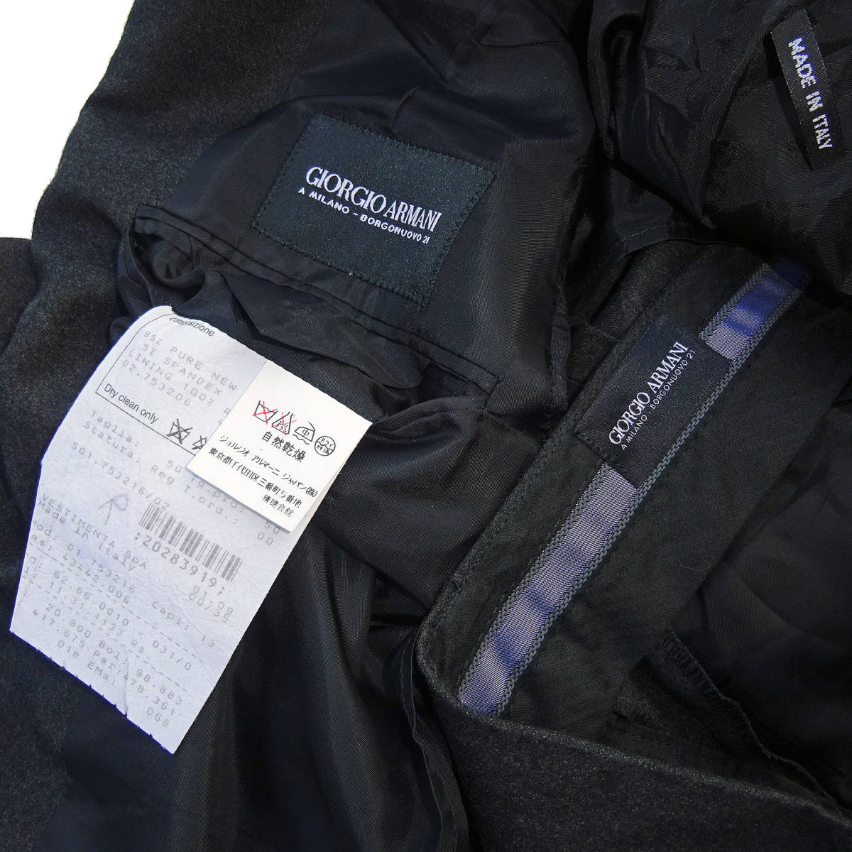  в это время 90\'s внутренний стандартный товар хорошая вещь Италия производства чёрный Laverda gGIORGIO ARMANIjoru geo Armani шерсть однобортный костюм верх и низ угольно-серый 50
