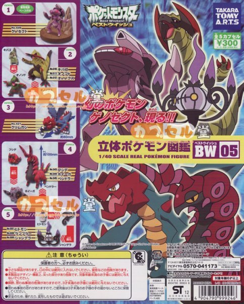 立体ポケモン図鑑　BW05　フルコンプ５種11体+POP【ゲノセクト、キバゴ、オノンド、オノノクス、クリムガシ、フシデ、ホイーガ、ペシドラー_画像1