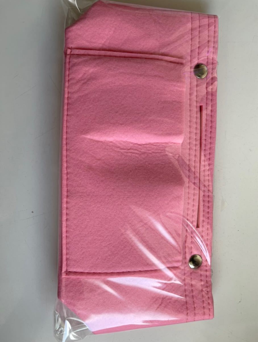 フェルト製 バッグインバッグ ピンク　収納 整理 ポケット トートバッグ インナーバッグ 整理 収納バッグ 大容量 ポーチ