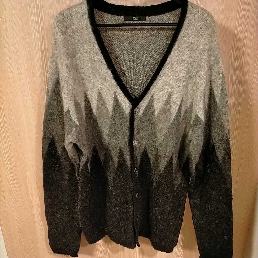 [ beautiful goods ]RAGS McGREGOR ARGYLL KNIT CARDIGAN size XL regular price 46200 jpy tax included 