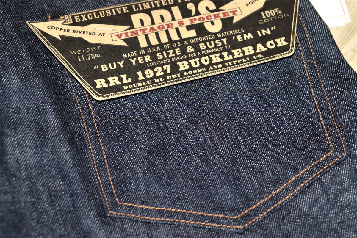  送料無料 即決【新品】RRL ラルフローレン ★ 300本限定 1927 BUCKLEBACK JEANS セルビッチデニム （W30/L30) ★ 赤耳 税込定価6万1600円_画像8