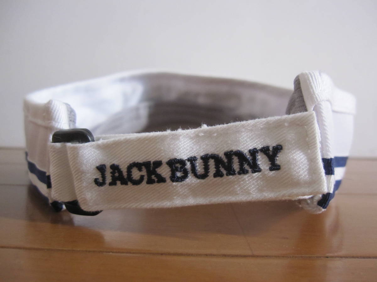 美品 Jack Bunny ジャック バニー byパーリーゲイツ ゴルフ サンバイザー 白 マジックテープアジャスター サイズ57-59㎝位 O2110B_画像3