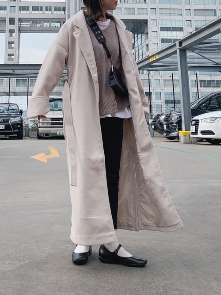 allureville ノーカラー ロングガウンコート