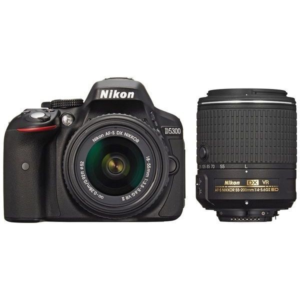 中古 １年保証 美品 Nikon D5300 18-55mm 55-200mm II VR ブラック ダブルズームキット2