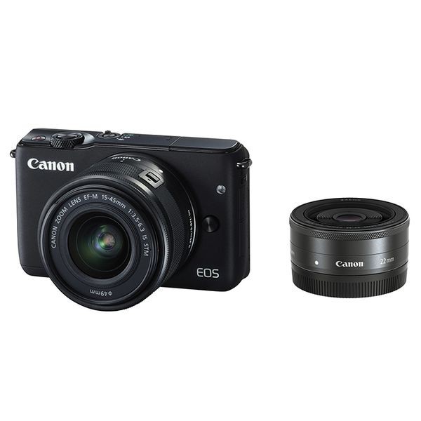 中古 １年保証 美品 Canon EOS M10 15-45mm 22mm ダブルレンズキット ブラック