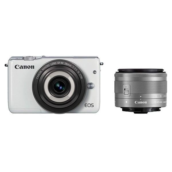 １年保証 美品 Canon EOS M10 15-45mm 28mm ダブルレンズキット ホワイト