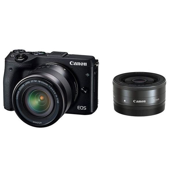 高評価なギフト M3 EOS Canon 美品 １年保証 中古 18-55mm ブラック