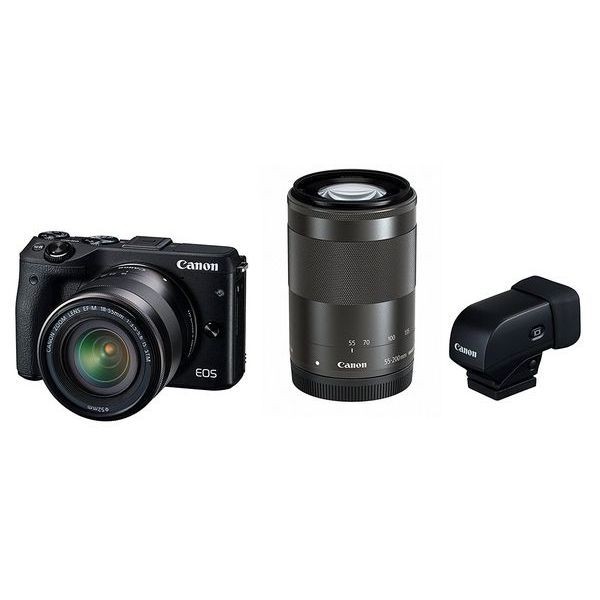 流行 EOS Canon 美品 １年保証 中古 M3 ブラック ダブルズームEVF