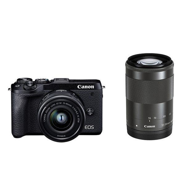 中古 １年保証 美品 Canon EOS M6 Mark II ダブルズームキット ブラック_画像1