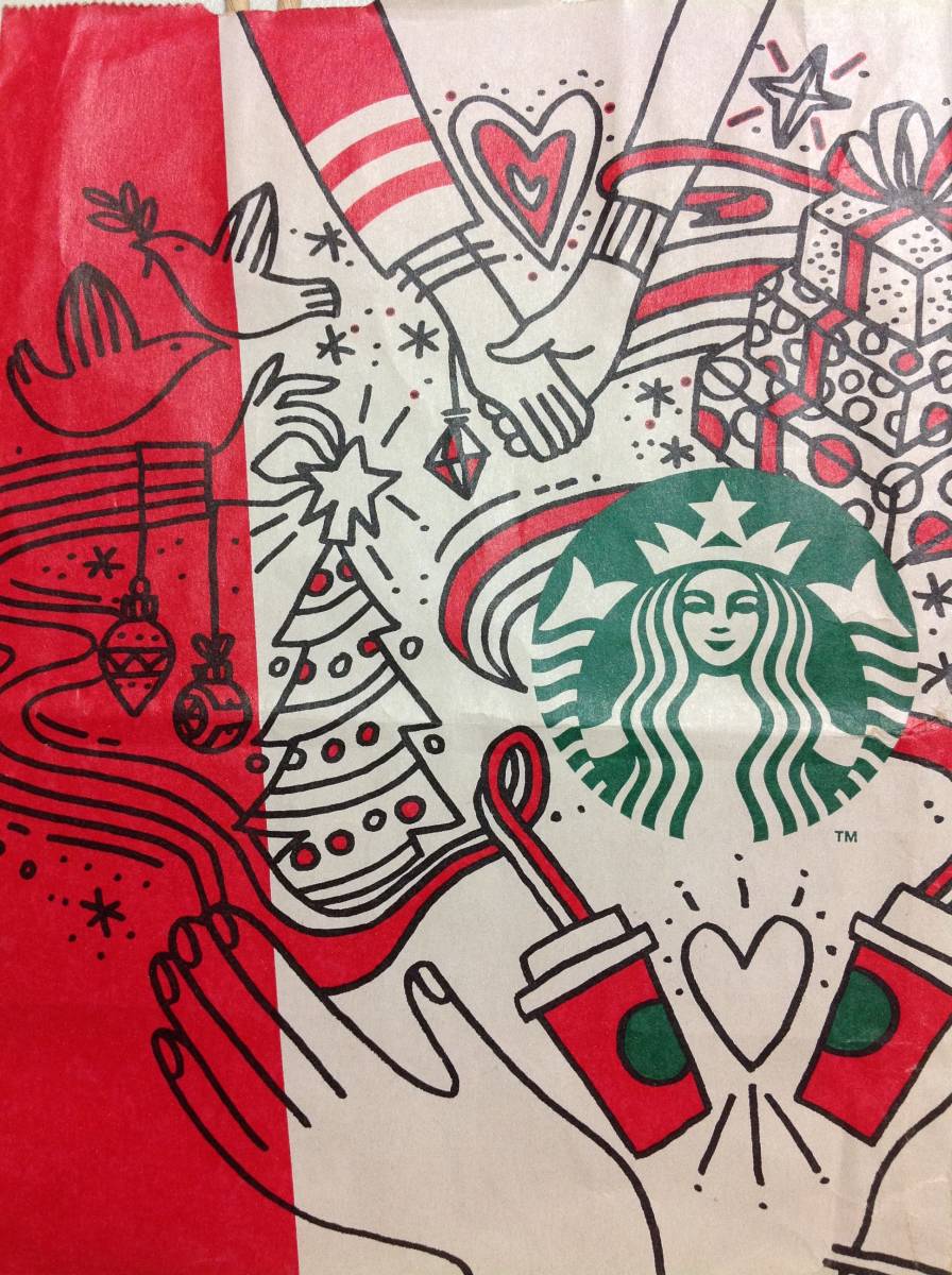 【Starbucks】スターバックス 2017年 クリスマスのショッパー 中古_デザイン
