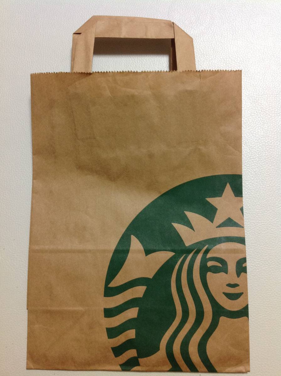 【Starbucks】スターバックス 2013年のロゴデザイン　ショッパー 持ち手の部分が異なる 新中古_画像1
