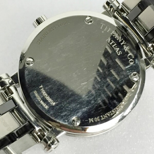 ☆☆ Tiffany & Co. ティファニー アトラス Z1300.11.11A10A00A ブラック クォーツ レディース 腕時計 やや傷や汚れあり_画像4