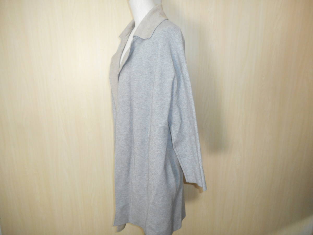 b319◆ZARA KNIT コーディガン◆ザラ ニットコーディガン Mサイズ グレー色 フロントボタンレス サイドポケット付き3J_画像3