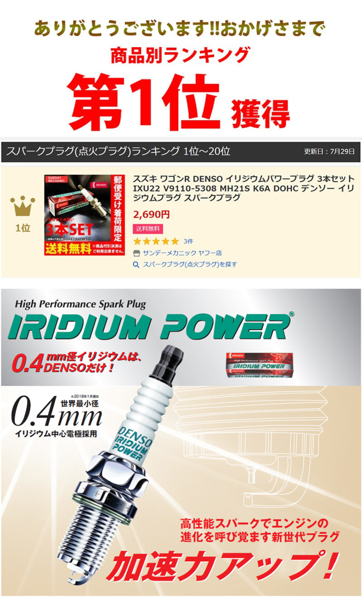 日産 スカイライン DENSO イリジウムパワープラグ 6本セット IK16 V9110-5303 HR34 ENR34 RB20DE LEANBURN デンソー イリジウムプラグ_画像2